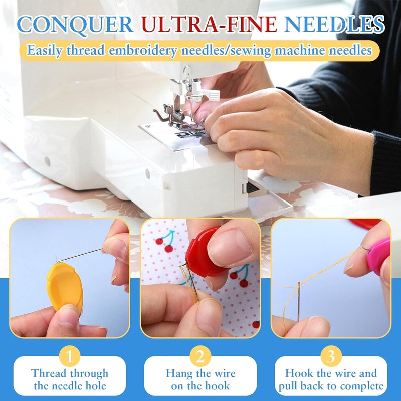 Fedmut 35PCS Needle Threaders for Hand Sewing, Sewing Machine Needle Threader Simple Thumb Shape with Clear Box for Craft Work, Sewing Machine, Embroidery Floss and Cross-Stitch - 5 Colors - Image 5